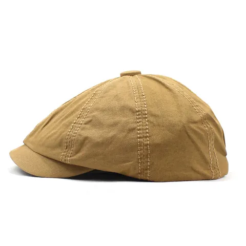 Coppola da Uomo in Cotone Vintage Tinta Unita Cappello Berretto Piatto a Otto Pannelli per Viaggi all'Aperto Accessori Casual Quotidiani