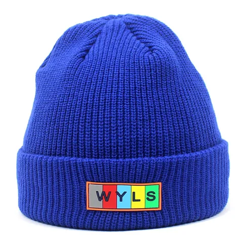 Women Knitted Beanie Hat Winter Warm Acrylic Cuffed Skull Cap With Colorful Letter Patch Candy Color Everyday Outdoor Headwear