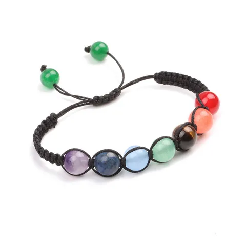 Handgemaakte Natuursteen Kralen Gevlochten Armband Amethist Agaat 7 Chakra Energiestenen Verstelbare Yoga Healing Armband Voor Mannen Vrouwen