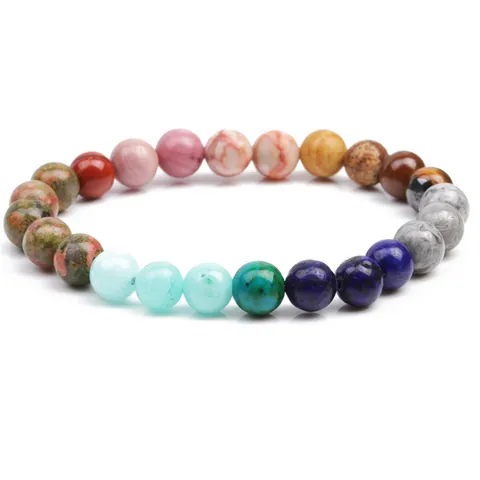Bracciale Con Perline In Pietra Naturale Bilanciamento Dei Chakra Elastico Bohémien Yoga Gioielli Uomo Donna
