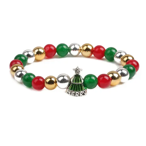Weihnachten Perlenarmband Hämatit Achat Magnetarmband Weihnachtsmann Weihnachtsbaum Anhänger Feiertagsgeschenk Schmuck