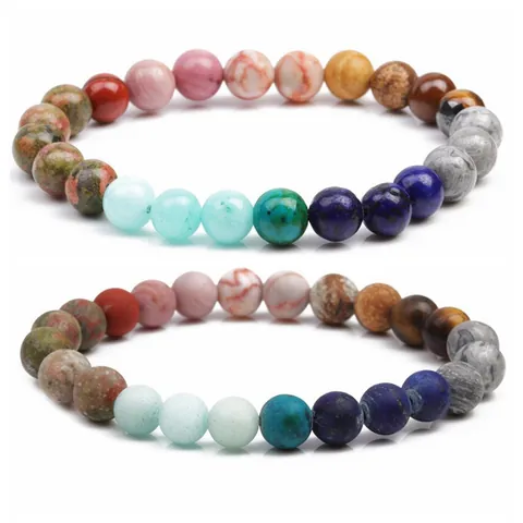 Bracciale Con Perline In Pietra Naturale Bilanciamento Dei Chakra Elastico Bohémien Yoga Gioielli Uomo Donna