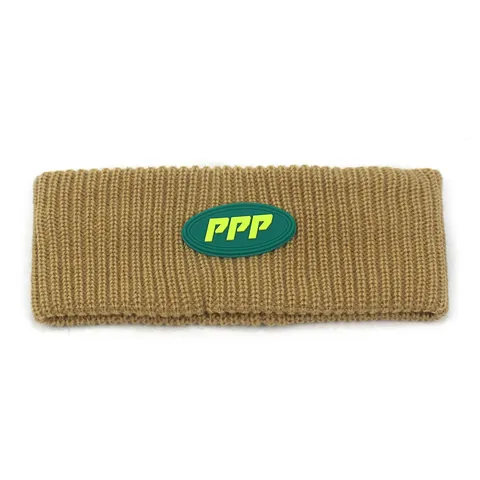 Ribbed Knitted Sports Headband Winter Warm Windproof Headwrap For Men Women Acrylic Hair Band With PPP Letter Patch