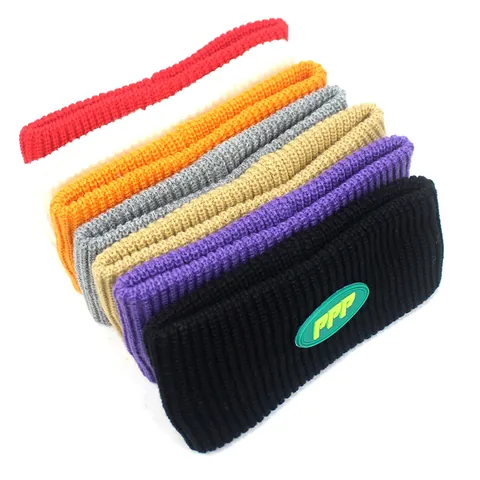 Ribbed Knitted Sports Headband Winter Warm Windproof Headwrap For Men Women Acrylic Hair Band With PPP Letter Patch