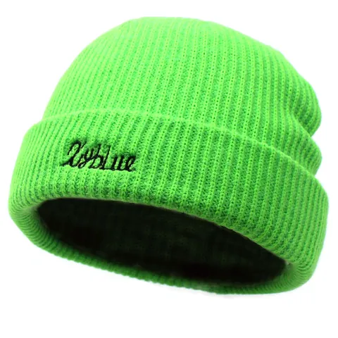 Berretto Beanie in Maglia a Costine di Acrilico Unisex Caldo Invernale Con Risvolto e Ricamo di Lettere per Uomo Donna Sport all'Aperto Casual