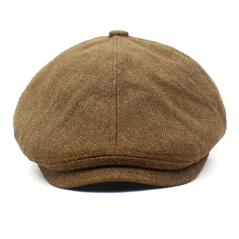 Béret Vintage Réglable pour Hommes en Coton et Lin Respirant Casquette Plate Newsboy Ivy Cap pour Voyage Extérieur Soleil