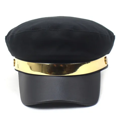 Cappello da Marinaio alla Moda da Donna in Cotone Patchwork Tesa in Ecopelle Berretto con Corona Piatta con Decorazione in Metallo M Accessori Streetwear