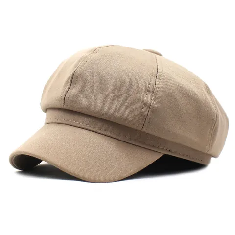 Gorra de Repartidor de Algodón para Mujer Color Sólido Retro Gorra Octogonal Casual Boina de Artista para Accesorio de Moda de Otoño Invierno