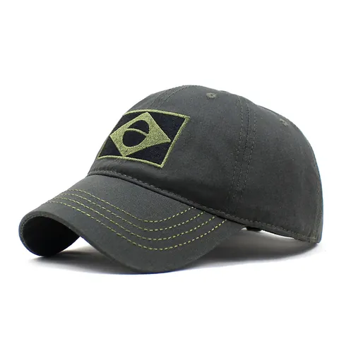 Baumwolle Baseballkappe Herren Damen Bestickter Brasilien Flagge Patch Mode Sonnenhut Tarnung Distressed Washed Outdoor Sport Kappe