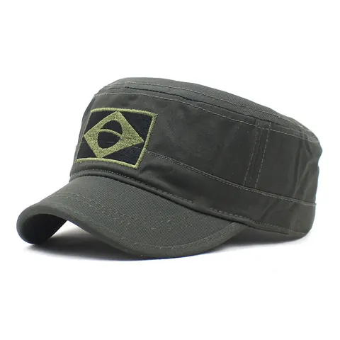 Adjustable Flat Top Military Cadet Cap Cotton Canvas Camouflage Patrol Hat Outdoor Breathable Sun Protection Baseball Cap