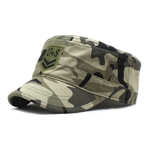 Herren Damen Verstellbare Flache Cadet Kappe Baumwolle Militär Mütze Bestickt Outdoor Sonnenschutz Armee Patrouille Baseballkappe