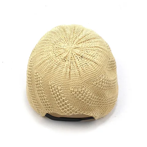 Women Breathable Straw Woven Baseball Cap Summer Sunshade Adjustable Sun Hat Hollow Out Crochet Curved Brim Beach Hat
