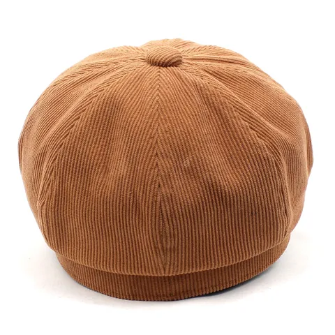 Gorra de Vendedor de Periódicos de Pana Vintage para Mujer Color Sólido Sombrero Octogonal Baker Boy para Otoño Invierno Exterior Gorra Casual Versátil