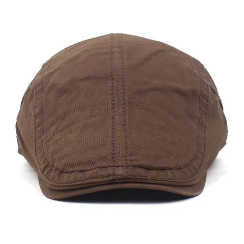 Béret Casquette Plate en Coton Uni Réglable pour Hommes Femmes Vintage Décontracté Couleur Unie Protection Solaire Chapeau