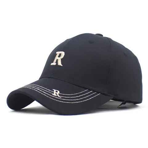 Gorra de Béisbol con Letra R Bordada 100% Algodón Sombrero de Sol Ajustable Unisex Casual Outdoor Deporte Moda Ala Curva