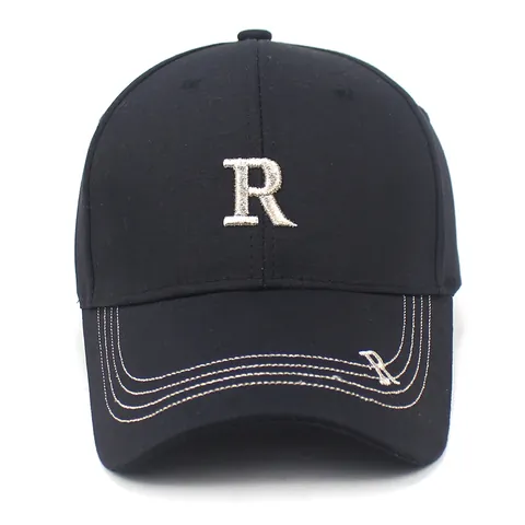 Gorra de Béisbol con Letra R Bordada 100% Algodón Sombrero de Sol Ajustable Unisex Casual Outdoor Deporte Moda Ala Curva