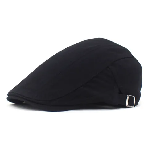 Heren 100% Katoen Platte Pet Verstelbare Metalen Gesp Effen Kleur Ivy Cap Vintage Newsboy Hoed Casual Beret Voor Outdoor