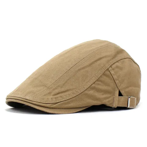 Heren 100% Katoen Platte Pet Verstelbare Metalen Gesp Effen Kleur Ivy Cap Vintage Newsboy Hoed Casual Beret Voor Outdoor