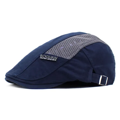 Men Breathable Mesh Flat Cap Summer Outdoor Casual Adjustable Cotton Beret Hat Sunshade Driving Golf Sun Protection Cap