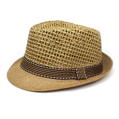 Atmungsaktiver Papierstroh Fedora Hut Für Herren Damen Sommer Mesh Sonnenhut Mit Gestreiftem Band Klassischer Jazz Beach Cap