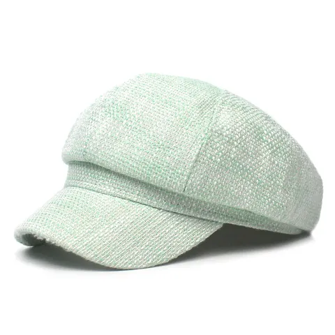 Women Retro Tweed Baker Boy Hat Korean Style Octagonal Newsboy Cap Vintage Cotton Polyester Blend Painter Hat Casual