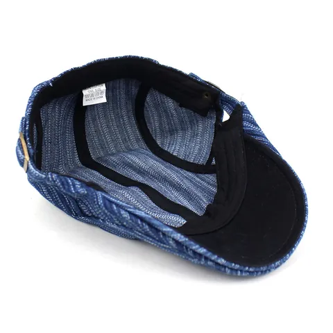 Vintage Striped Cotton Denim Newsboy Cap For Men Women Adjustable Retro British Style Ivy Flat Cap Casual Sunshade Hat