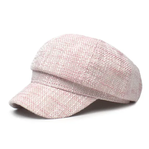 Women Retro Tweed Baker Boy Hat Korean Style Octagonal Newsboy Cap Vintage Cotton Polyester Blend Painter Hat Casual