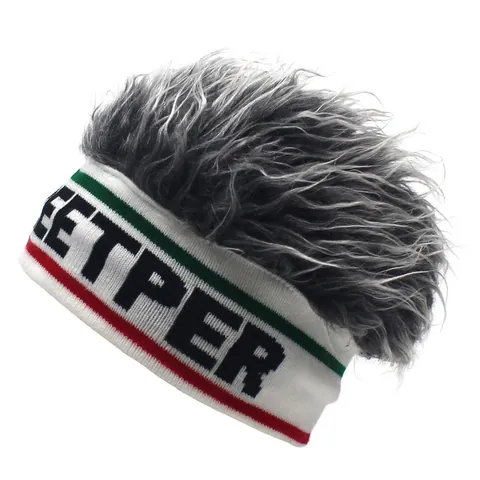 Funny Wig Hat Personalized Knit Headband With Faux Fur Hip Hop Street Dance Party Gimmick Beanie Cap For Men Women