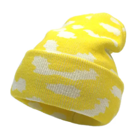 Women's Knitted Beanie Hat Soft Acrylic Warm Winter Cuffed Cap With Cloud Pattern Abstract Outdoor Fashion Slouchy Ski Hat