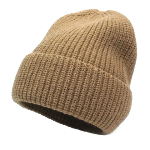 Unisex Cashmere Knit Beanie Winter Warm Ribbed Cuffed Hat Solid Color Simple Skull Cap For Daily Outdoor Fashion Accessory