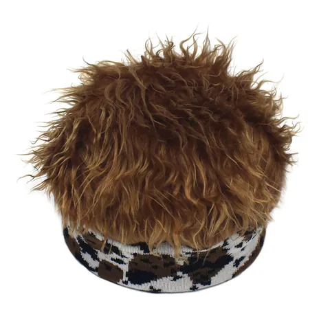 Novelty Wig Hat For Men Women Hip Hop Acrylic Knitted Beanie With Spiky Hair Creative Funny Party Warm Outdoor Accessory