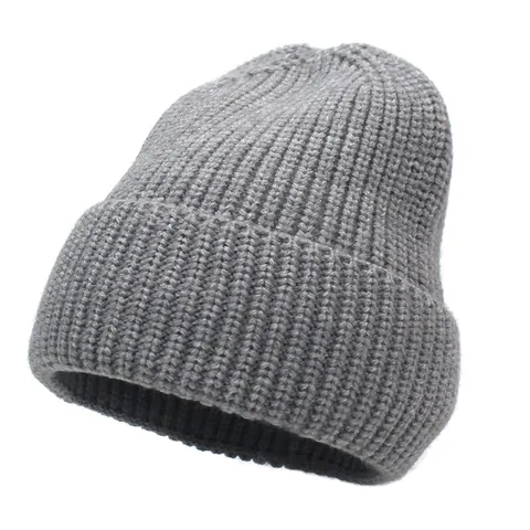 Unisex Cashmere Knit Beanie Winter Warm Ribbed Cuffed Hat Solid Color Simple Skull Cap For Daily Outdoor Fashion Accessory