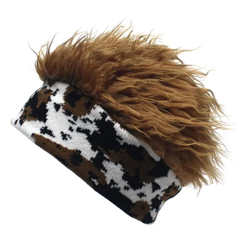 Novelty Wig Hat For Men Women Hip Hop Acrylic Knitted Beanie With Spiky Hair Creative Funny Party Warm Outdoor Accessory