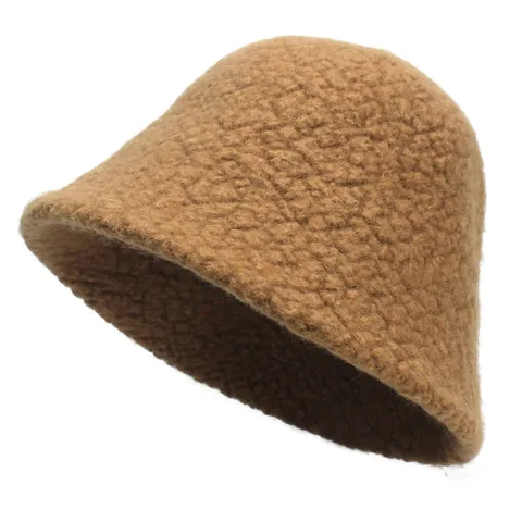 Cappello alla Pescatora in Lana d'Agnello Caldo Invernale da Donna Tinta Unita Minimalista Morbido Peluche Cappello Outdoor