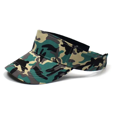 Camouflage Canvas Sun Visor Hat For Women Men Breathable Open Top Adjustable Sports Baseball Cap Outdoor Beach Travel Visor