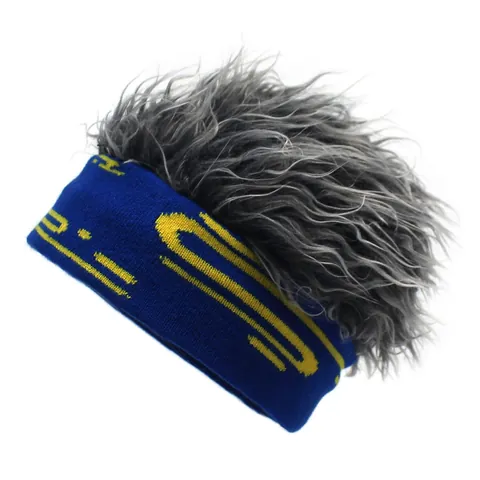 Novelty Wig Brimless Beanie Hat Hip Hop Knitted Landlord Cap Short Hair Decoration Warm Funny Party Headband For Men Women