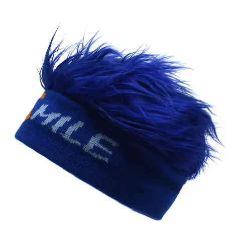 Novelty Fake Hair Wig Knit Beanie Hat Smile Letter Embroidered Hip Hop Streetwear Outdoor Sports Party Decor Warm Cap For Men Women