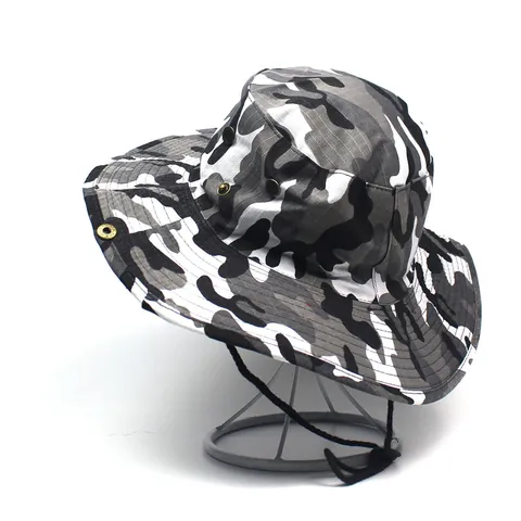Outdoor Camouflage Boonie Hoed Mannen Vrouwen Zonbescherming Winddicht Brede Rand Vissershoed Voor Wandelen Vissen Kamperen Tactische Pet