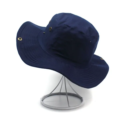 Men Outdoor Wide Brim Sun Hat Foldable Windproof Fishing Hiking Boonie Hat Breathable Solid Color Polyester Bucket Hat