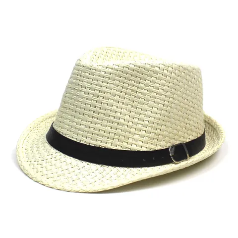 Ανδρικό Fedora Καπέλο από Χάρτινο Άχυρο Vintage Casual Καπέλο Ήλιου για Καλοκαιρινές Διακοπές στην Παραλία Με Δερμάτινη Ζώνη Διακόσμηση Αγκράφας Πλατύ Γείσο Αναπνεύσιμο