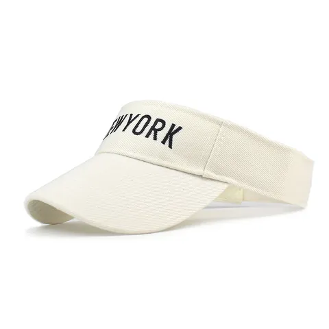 Outdoor Sun Visor Hat Polyester Cloth New York Letter Embroidery Topless Sun Protection Adjustable Sports Visor For Women Men
