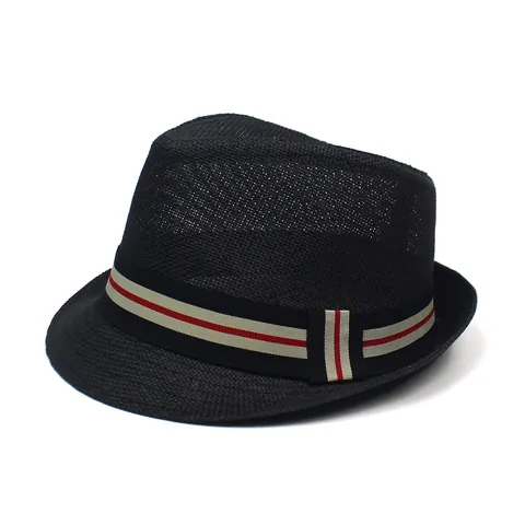 Herren Sommer Papierstroh Fedora Hut Lässig Gestreiftes Band Sonnenschutz Atmungsaktiv Gewebt Jazz Hut Für Outdoor Reisen Strand Urlaub
