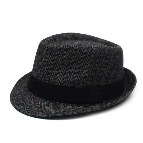 Ανδρικό Vintage Καπέλο Fedora Ψαροκόκκαλο Κλασικό Casual Jazz Cap Με Μαύρη Διακοσμητική Ταινία για Προστασία από τον Ήλιο Ταξίδι
