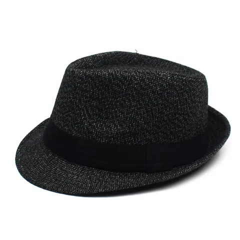 Chapeau Fedora Rétro pour Hommes Avec Ruban Noir en Coton Polyester Tweed Trilby pour Fête Décontractée Pare-soleil Élégant Casquette de Jazz
