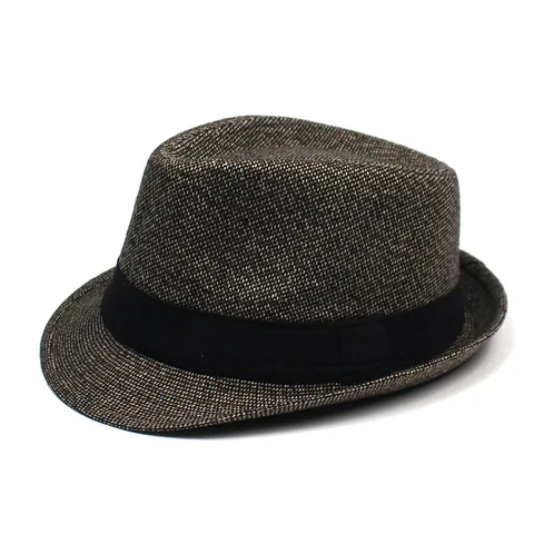 Chapeau Fedora Rétro pour Hommes Avec Ruban Noir en Coton Polyester Tweed Trilby pour Fête Décontractée Pare-soleil Élégant Casquette de Jazz