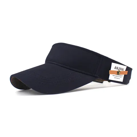 Cotton Sun Visor Hat Empty Top Adjustable Sports Hat With Side Label Leather Strap Outdoor Beach Cap For Women Men
