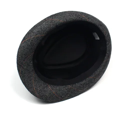 Ανδρικό Vintage Καπέλο Fedora Ψαροκόκκαλο Κλασικό Casual Jazz Cap Με Μαύρη Διακοσμητική Ταινία για Προστασία από τον Ήλιο Ταξίδι