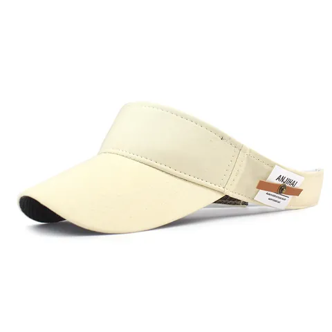 Cotton Sun Visor Hat Empty Top Adjustable Sports Hat With Side Label Leather Strap Outdoor Beach Cap For Women Men