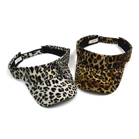 Women Leopard Print Sun Visor Hat Polyester Breathable Open Top Outdoor Beach Sports Summer UV Protection Sun Visor Hat