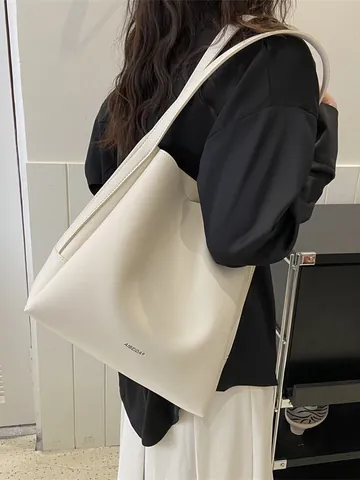 Borsa Tote Donna Retro Grande Capacità in Pelle PU Minimalista Pendolare Borsa a Tracolla Con Fibbia Magnetica Borsa a Mano
